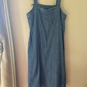 EILEEN FISHER DENIM COTTON JUMPER DRESS SZ M